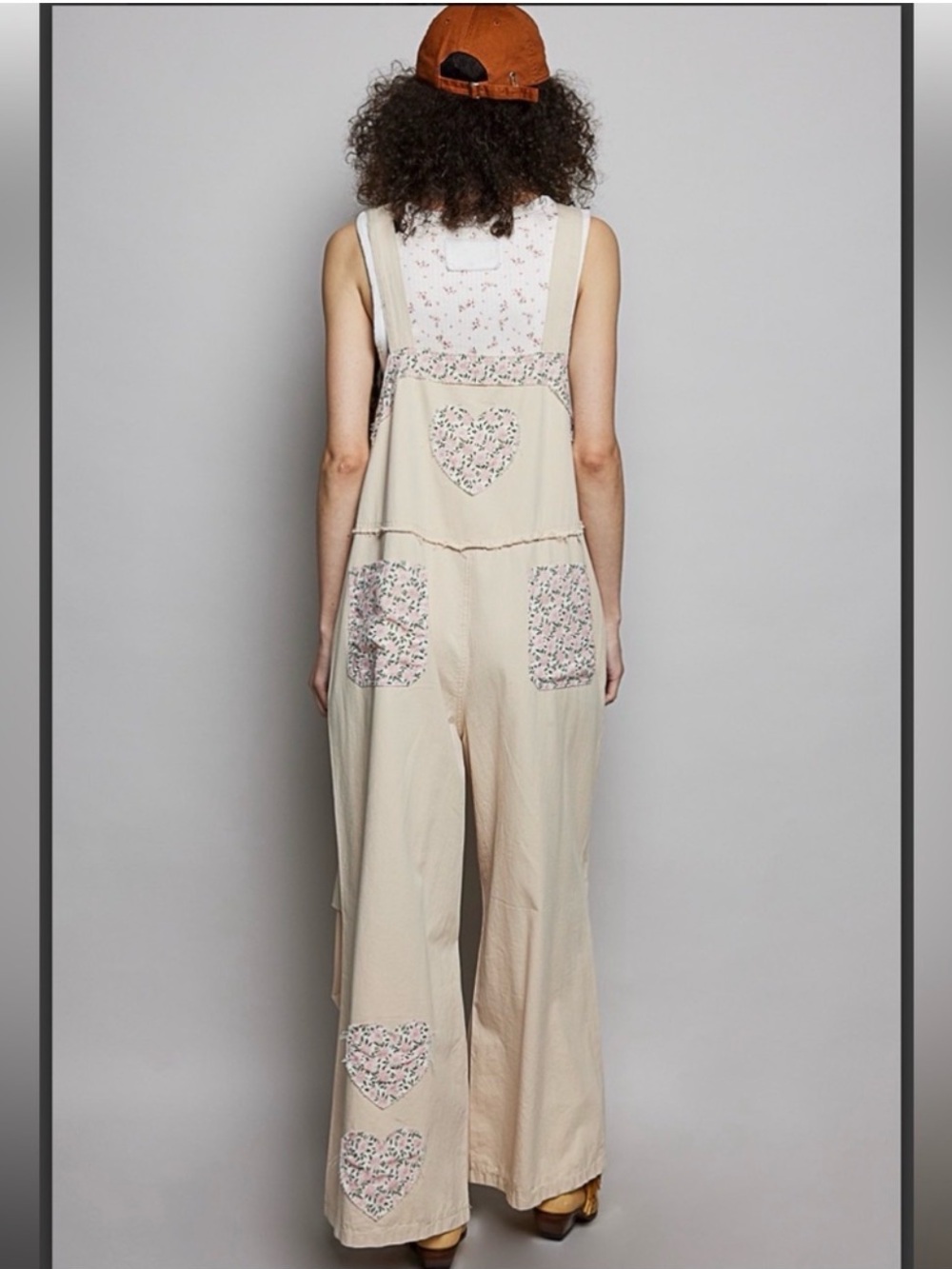POL Cream Patchwork Wide-Leg Jumpsuit with Floral Trim - Picture 3 of 7